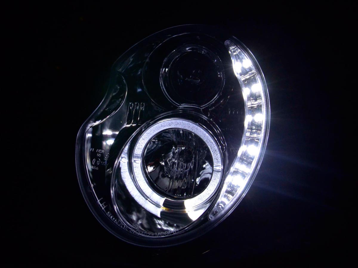 Faros delanteros LED DRL look Mini Cooper R50 01-06 cromado