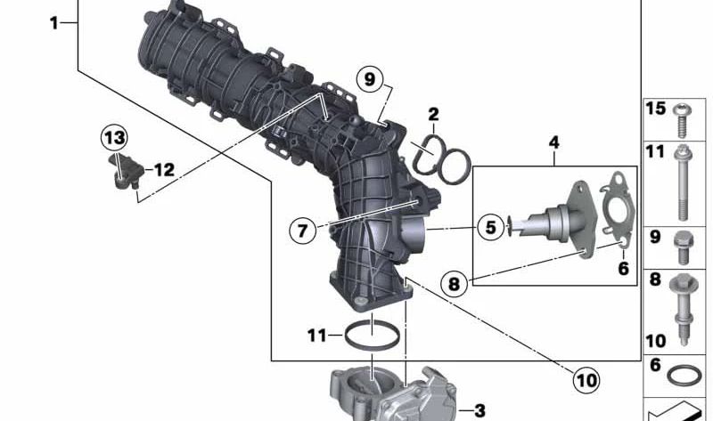 Tubería de aspiración OEM 11617823039 para MINI R56 LCI, Clubman R55 LCI, Cabrio R57 LCI, Coupé R58, Roadster R59, Countryman R60, Paceman R61. Original MINI.