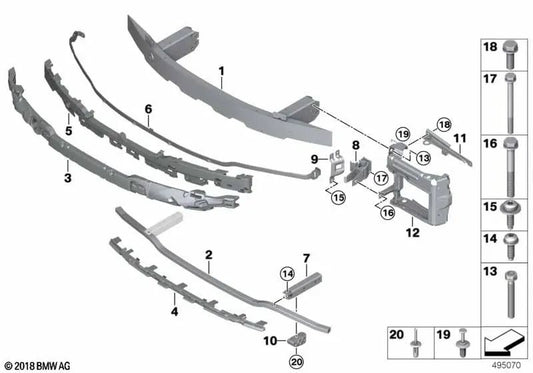 Rejilla delantera izquierda OEM 51117422212 para BMW 3' G20, G21. Original BMW.