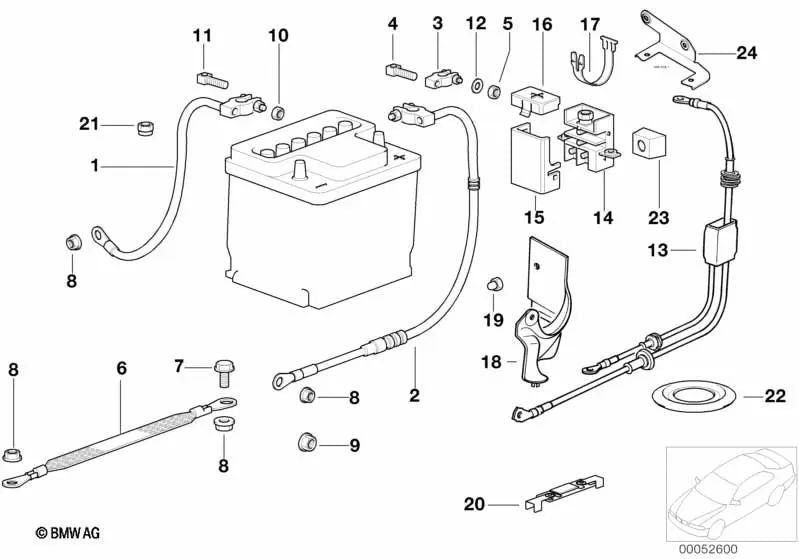 Tapa de batería OEM 12421730712 para BMW 3' E36, Z3 E36. Original BMW.