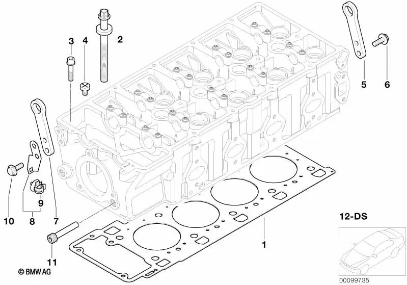 Junta de culata OEM 11127781494 para BMW Serie 7 E38, E65. Original BMW.