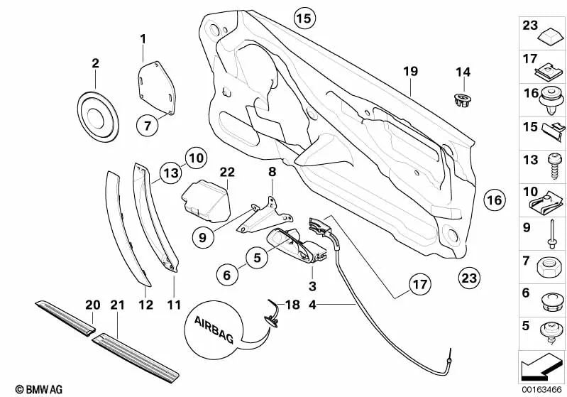 Abrepuertas inferior derecho OEM 51417141062 para BMW Z4 E85 2.0i, 2.2i, 2.5i, 3.0i... y más. Original BMW.