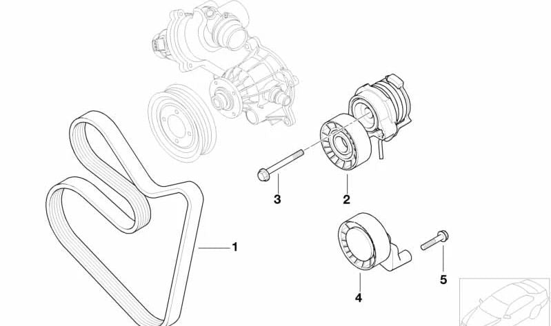Correa auxiliar (multirib) OEM 11287631817 para BMW E60, E61, E63, E64, E65, E66, E53. Original BMW.