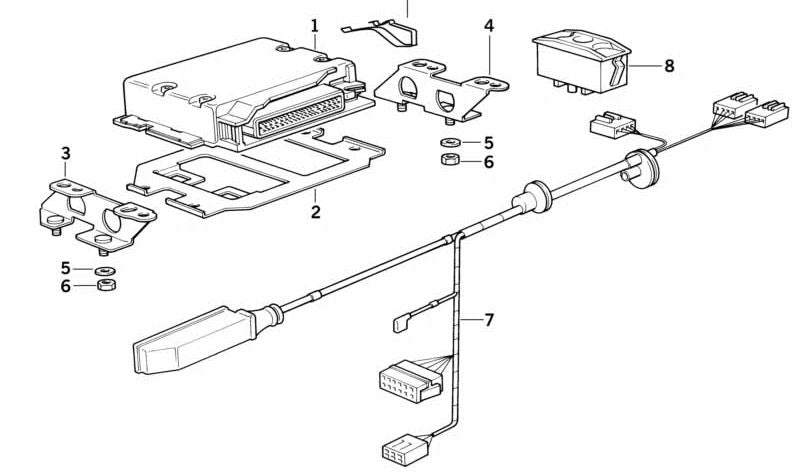 Soporte derecho OEM 12141727499 para BMW E30 y E34. Pieza original BMW para fijación de centralitas u otros componentes electrónicos.