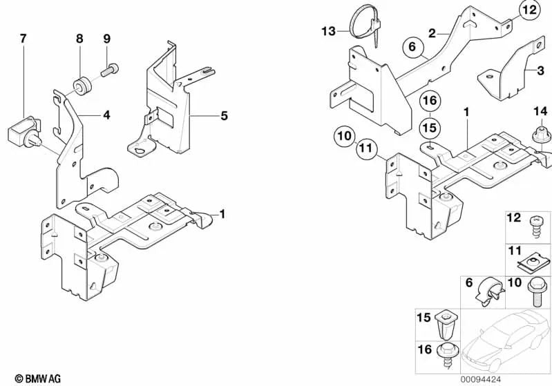Soporte para cambiador de CD trasero para BMW Serie 5 E39 (OEM 65128361456). Original BMW