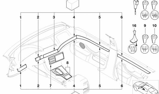 Moulage de la porte arrière droite OEM 51422421360 pour BMW E39. BMW d'origine.