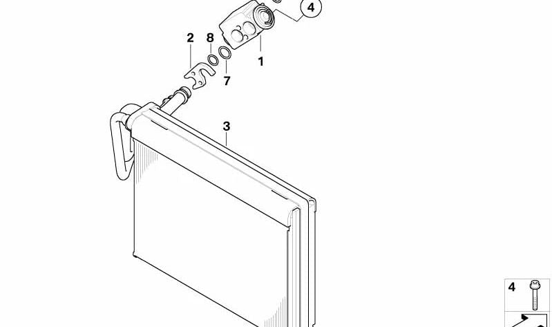 Evaporatore di aria condizionata OEM 64119179803 per BMW E81, E82, E87, E88, E90, E91, E92, E93, E84. BMW originale.