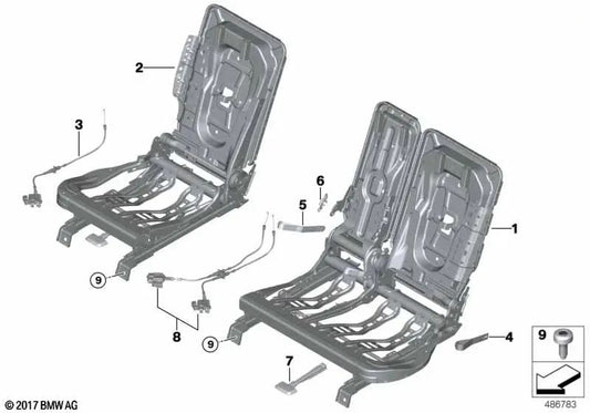 Fernentriegelung linke Rückenlehne OEM 52207432608 für BMW 2' F45, F46, X1 F48... und mehr. Original BMW.