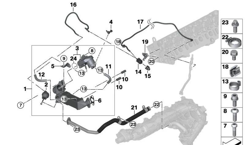 Manguera de refrigerante OEM 11717811173 para BMW E81, E82, E87, E88, E90, E91, E92, E93, E60, E61, E84. Original BMW.