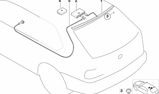 Cabo de antena OEM 61126914389 para BMW E46 {316i, 318d}. Comprimento 5470mm. Substitua o cabo do sinal da antena do carro. BMW original.
