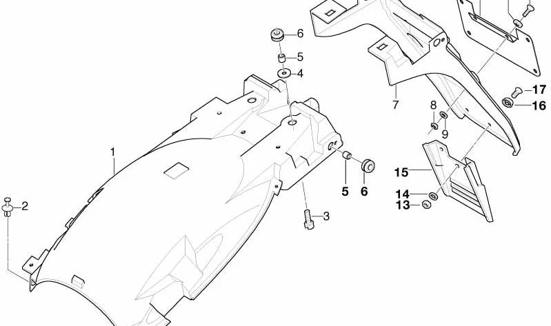 Salpicadero trasero OEM 46622324374 para motos BMW R 1100 R, R 850 R, R 1150 R, Rockster. Original BMW Motorrad.