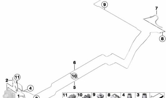 Soporte de tubería de freno trasero OEM 34306800733 para MINI R50, R53, R56, Clubman R55, Cabrio R52, Countryman R60... y más. Original MINI.