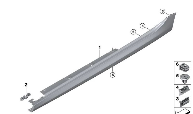 Ribbon Sujeción linker vorderer Rock OEM 51778739117 für den aktiven Tourer U06 216i, 218d, 220d, 218i, 220i ... und mehr. Original BMW.