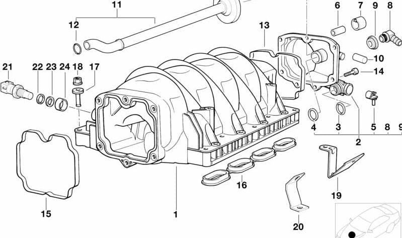 Sensor temperatura aire de admisión OEM 13621730035 para BMW E36, E34, E31. Original BMW.