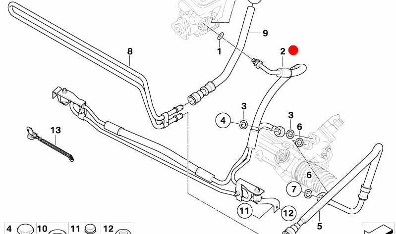 Manguite/tubo di pressione Direzione assistita OEM 32416762384 per la serie BMW 3 E46. BMW originale.