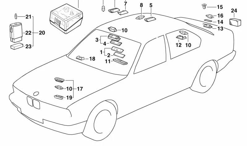 Registrierungsleuchte für BMW 5 E34 -Serie (OEM 63268355048). Original BMW.