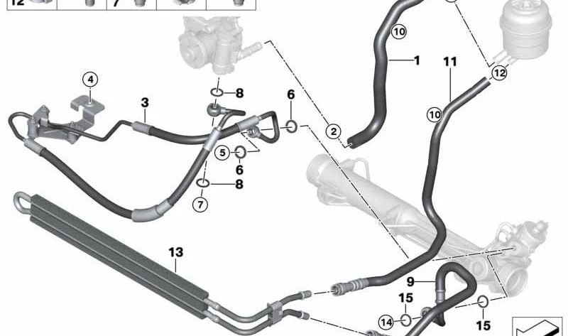 Manguera de expansión OEM 32416796690 para BMW E90, E91, E92, E84. Original BMW.