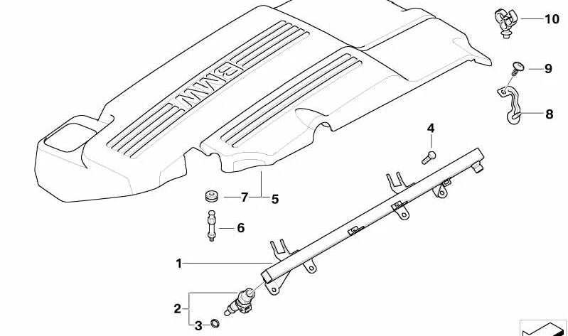 Rail de combustible (rampa de inyección) OEM 13537515264 para BMW E46, E81, E87, E88, E90, E91, E92, E93, E60, E61, E63, E64, E65, E66, E67, E70, E71, E72, F01, F02, F03, F04, F07, F10, F11, F12, F13, F18, F25, F26. Original BMW.