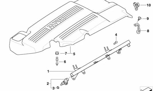 Rail de combustible (rampa de inyección) OEM 13537515264 para BMW E46, E81, E87, E88, E90, E91, E92, E93, E60, E61, E63, E64, E65, E66, E67, E70, E71, E72, F01, F02, F03, F04, F07, F10, F11, F12, F13, F18, F25, F26. Original BMW.