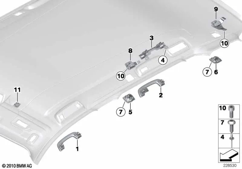 Left rear handle support OEM 51169183491 for BMW X3 F25 sDrive16d, xDrive18d, xDrive20d... and more. Genuine BMW.