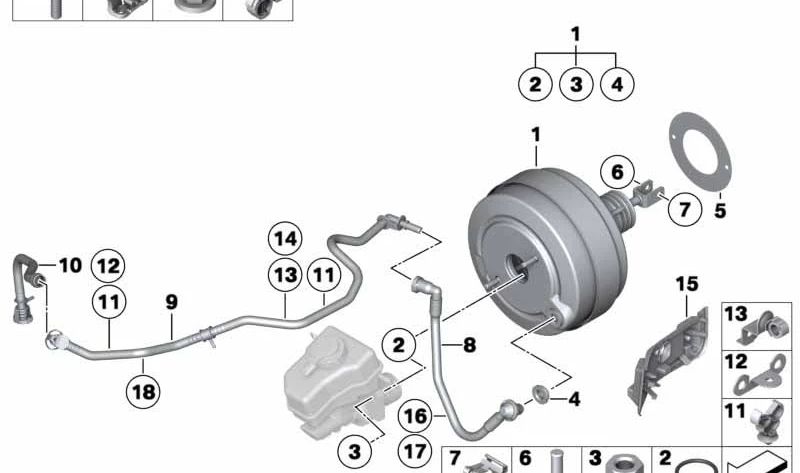 Tubería de vacío para BMW Serie 3 E90N, E91N, E92, E92N, E93, E93N (OEM 34337800725). Original BMW