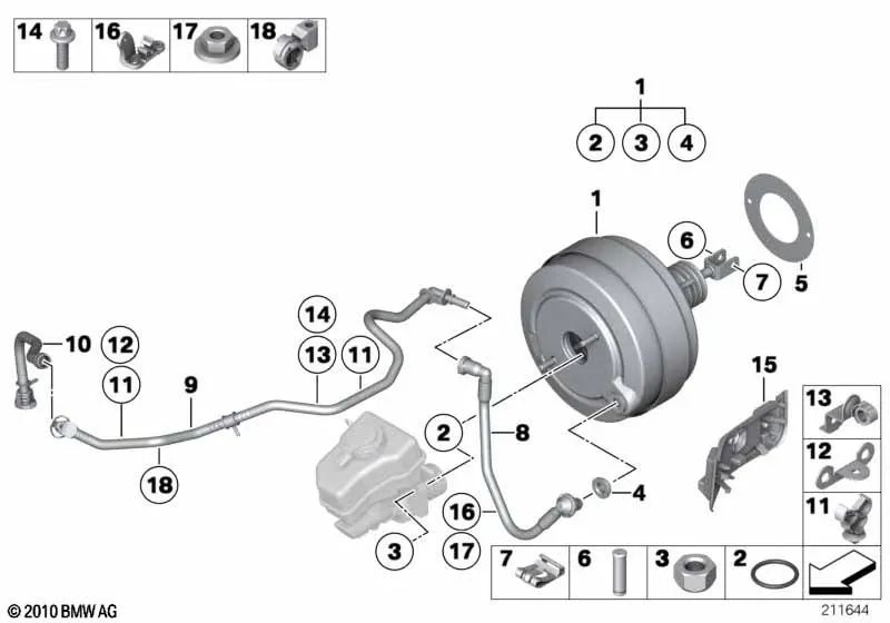 Tubo de vácuo para BMW E90, E90N, E91, E91N, E92, E92N, E93, E93N (OEM 11667551621). BMW original