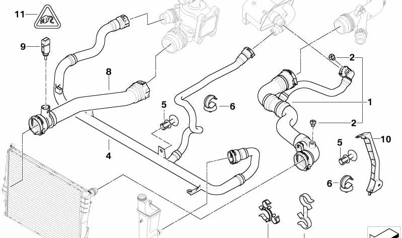 Manguera de retorno del refrigerante OEM 17127507749 para BMW E46 (316i, 318i, 320i, 323i, 325i, 328i, 330i, M3). Original BMW.
