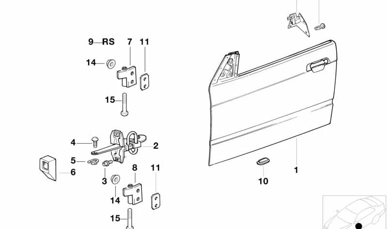 Bisagra de puerta de aluminio inferior derecha OEM 41518169834 para BMW E36. Original BMW.