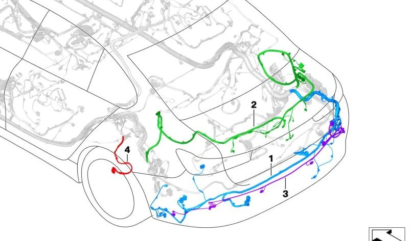 Cable para freno de mano eléctrico derecho OEM 61115A07239 para BMW G80 M3, M3 CS, M3 Competition y M3 xDrive. Compatible con modelos desde 11/2020 en adelante. Original BMW.