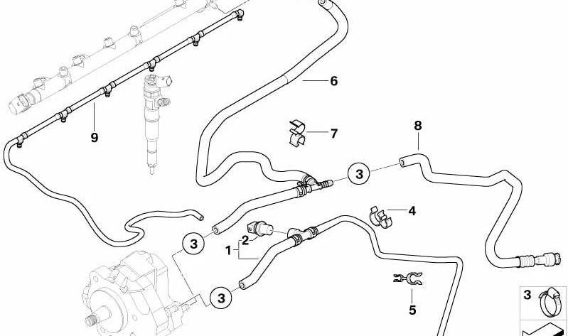 Tube d'entrée de carburant OEM 13537796790 pour BMW E46. BMW d'origine.