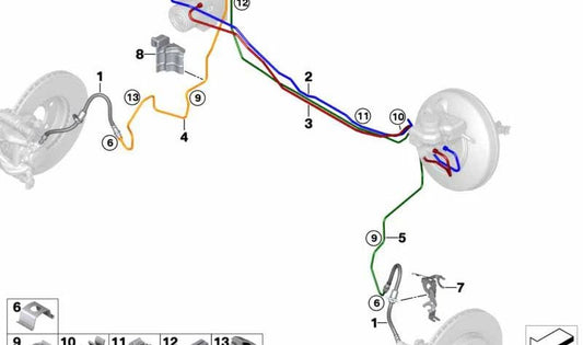 DSC Hydroaggregat Rohr für BMW 1 F40 -Serie, Serie 2 F44, F45, F46, X1 F48, X2 F39, Mini F54, F55, F56, F57, F60 (OEM 34306874546). Original BMW