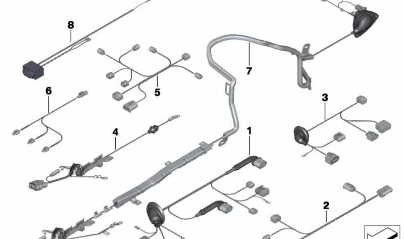 Cableado dirección activa OEM 61129248028 para BMW F10 y F13 (modelos 523i, 530d, 530i, 640i). Arnés eléctrico original para sistema de dirección electrónica activa. Original BMW.