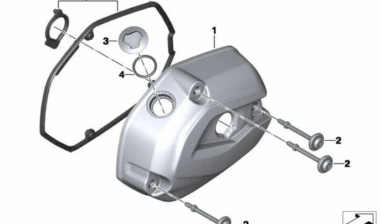 Tapa de la culata granit-grau derecha OEM 11128549466 para motos BMW R 1200 GS, R 1250 GS. Original BMW Motorrad.