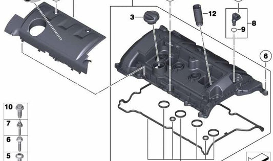 Cubierta de culata OEM 11127646554 para MINI R56, R55, R57, R58, R59, R60, R61... y más. Original MINI.