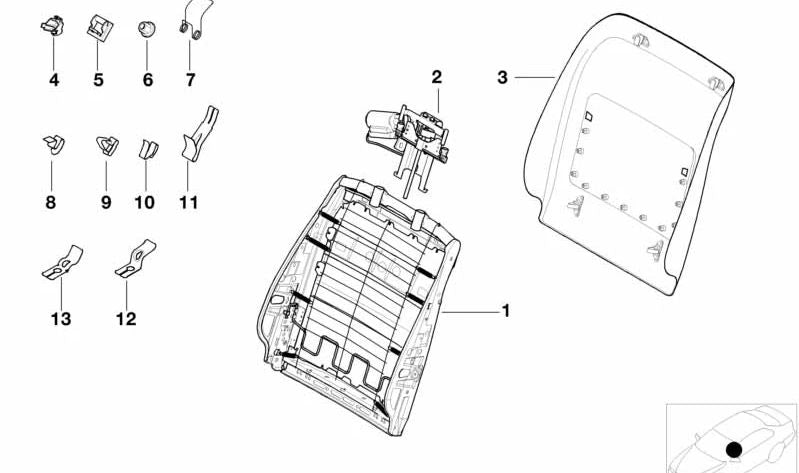 Clip superior de revestimiento OEM 52108261641 para BMW E39 y E38. Pieza original BMW.