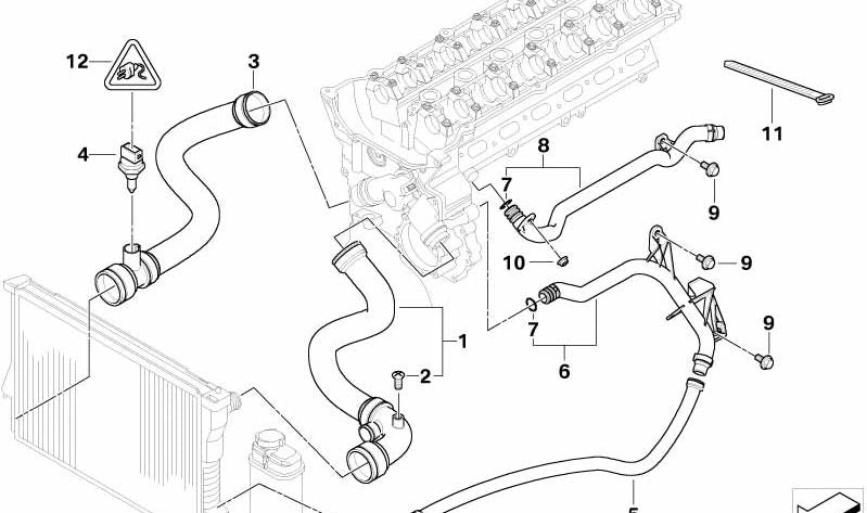 Tubo de retorno refrigerante OEM 11531436410 para BMW E46 320Ci (modelos con motor M52 y M54, manual y automático). Original BMW.