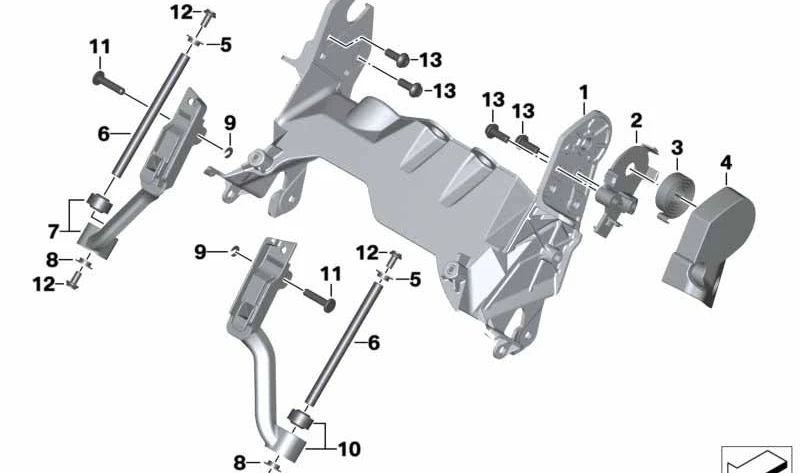 Placa soporte muelle espiral OEM 46638551405 para BMW Motorrad R1200GS, R1250GS, R1200GS Adventure, R1250GS Adventure. Original BMW Motorrad.