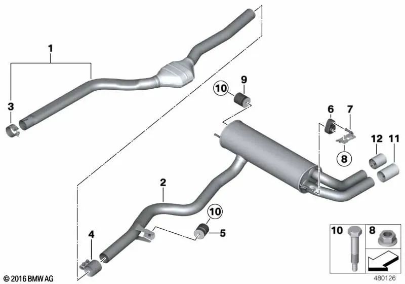 Silenciador para BMW F34, F34N (OEM 18308597046). Original BMW.