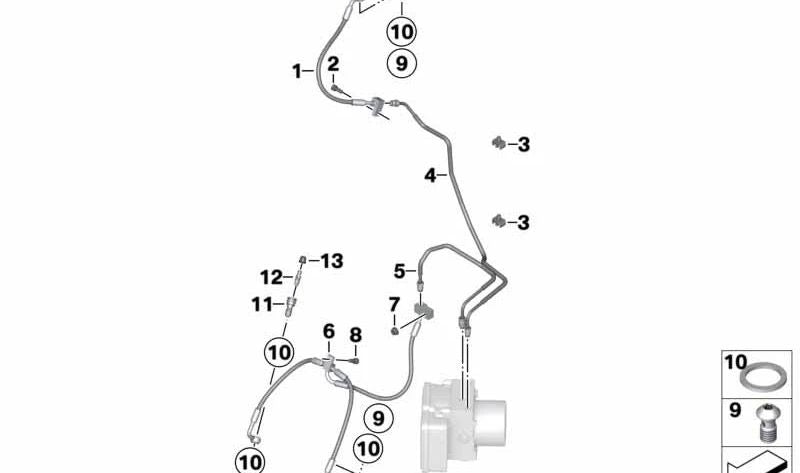 Latiguillo de freno delantero OEM 34327716619 para BMW Motorrad K 1600 GT (KK48) 2010-2016. Repuesto original BMW Motorrad.