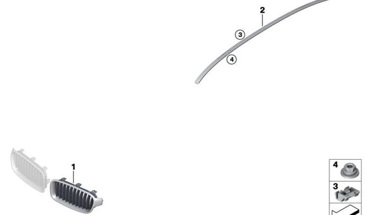 Grille avant droit OEM 51137475968 pour BMW F30, F31. BMW d'origine.