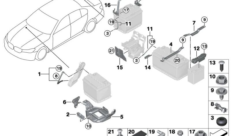 OEM BATTERY BATTERY Ribbon 61219330164 FOR BMW G20 316D, 318D, 318I, 320D. Original BMW.