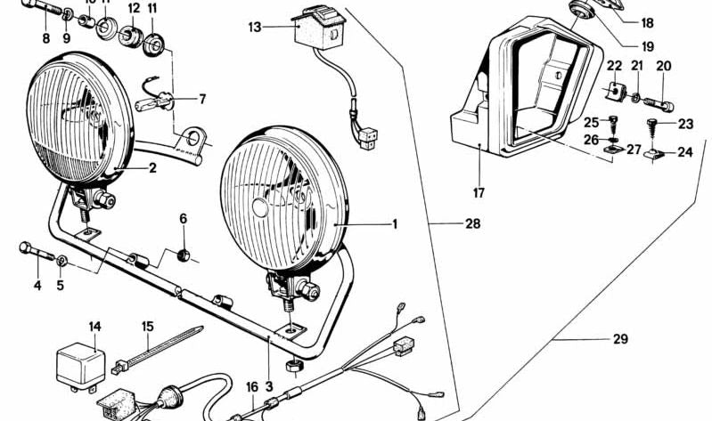 Cableado Faros Adicionales para BMW R (OEM 61121243704). Original BMW