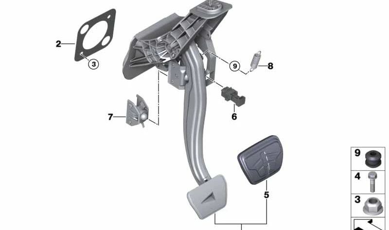 Pedal de freno completo OEM 35006861772 para BMW F90, F90N, G30, G30N, G31, G31N, G11, G11N, G12, G12N, F91, F92, F93, G14, G15, G16, F97, F97N, G01, G01N, G08E, G08F, F98, F98N, G02, G02N, F95, F96. Original BMW.