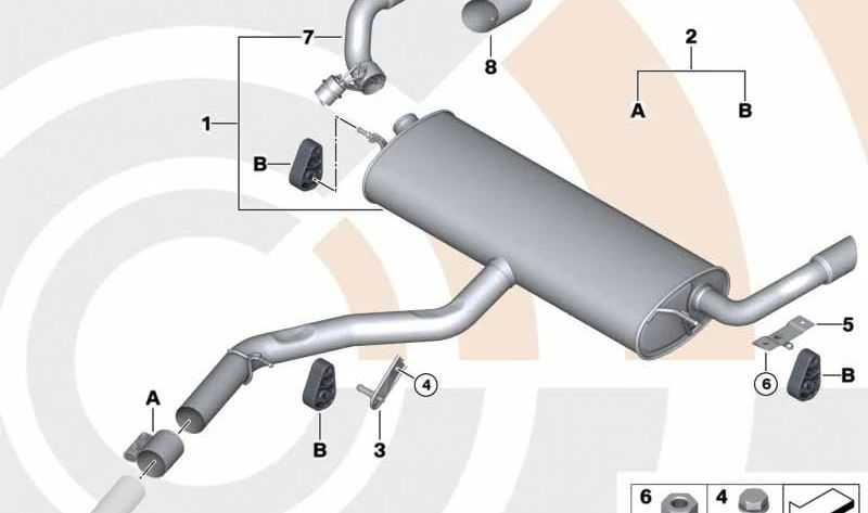 Silenciador trasero con válvula de escape OEM 18307646124 para BMW E71 (X6). Original BMW.