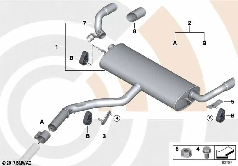 Left Chrome Exhaust Pipe Trim for BMW E70N, E71 (OEM 18307534961). Original BMW.