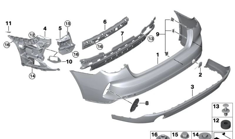 OEM rear support adapter 51128737074 for BMW G26. Original BMW.