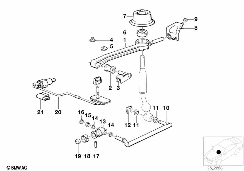 Straight shift lever for BMW E30 (OEM 25111220843). Original BMW