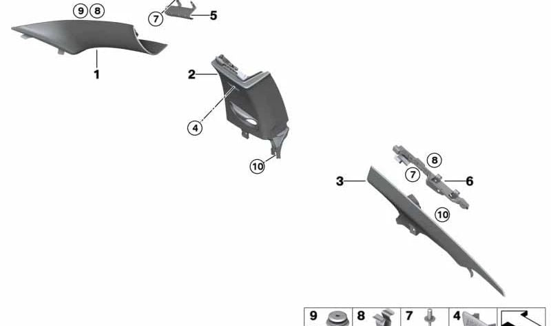 Moule supérieur supérieur C Moule C 51438056975 pour BMW F32, F82. BMW d'origine.