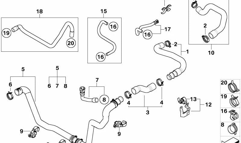 Tubo refrigerante OEM 17122754232 para MINI R56 Cooper D, R55 Clubman Cooper D... y más. Original MINI.