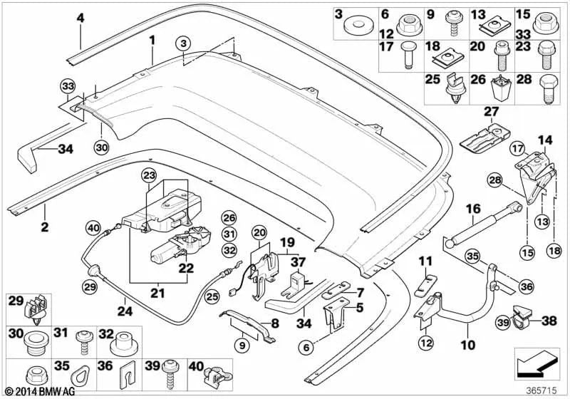 Linksdachabdeckung für BMW E46 (OEM 51178245855). Original BMW